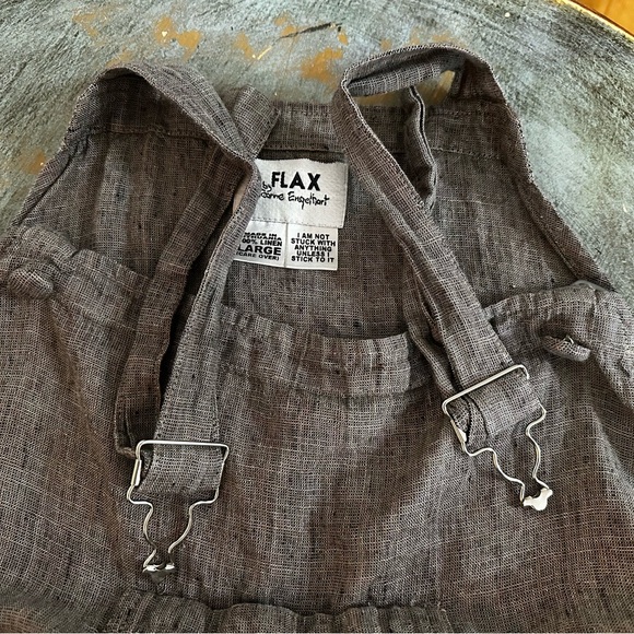 VINTAGE FLAX by Jeanne Engelhart Linen Bib Overalls Suspenders Jumpsuit Sz L - Picture 7 of 7